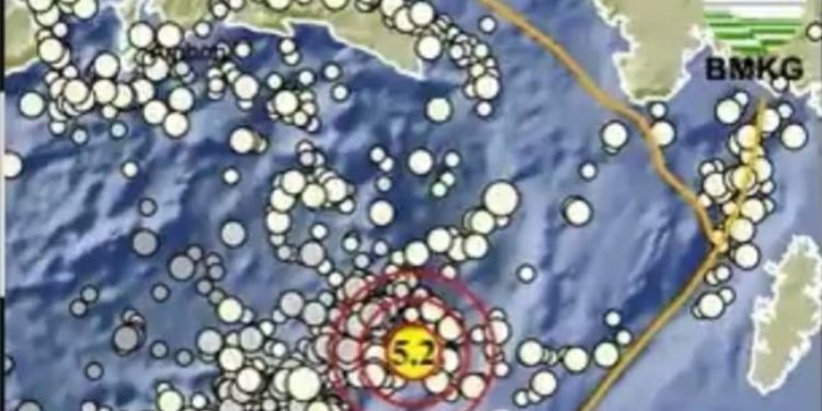 Gempa 5,2 Magnitudo Guncang Maluku Tenggara Tanpa Potensi Tsunami